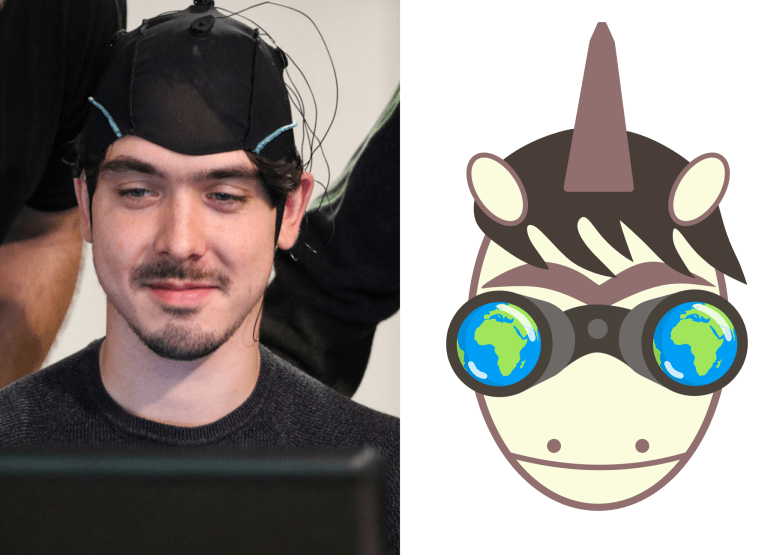 Moritz Moeller (team member) and the Unibrowser Unicorn!